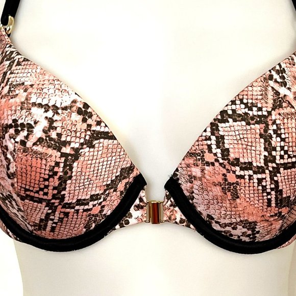 NWOT VICTORIA’S SECRET PINK SNAKE PRINT VERY SEXY PUSH UP BRA CAGE BACK SIZE 34B - Picture 6 of 13